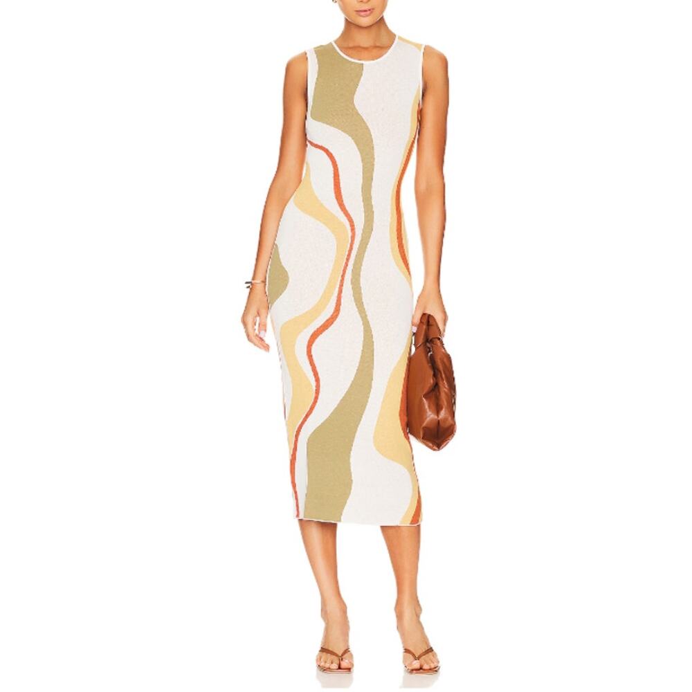 Minkpink 'Ziggy' White Knitted Ponte Midi Dress Size S